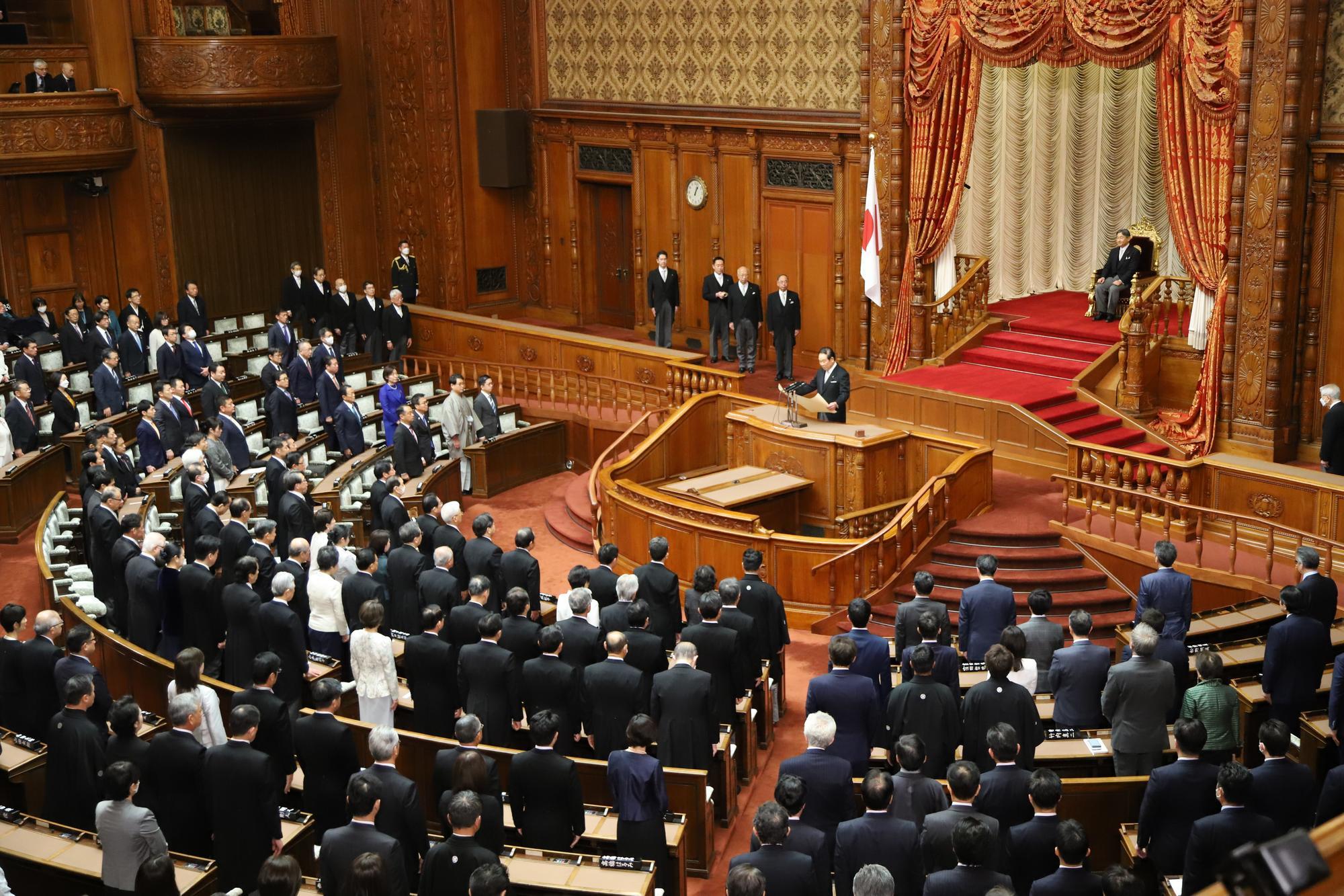 这是2024年1月26日在日本东京拍摄的日本第213届国会开幕式现场。新华社记者姜俏梅摄