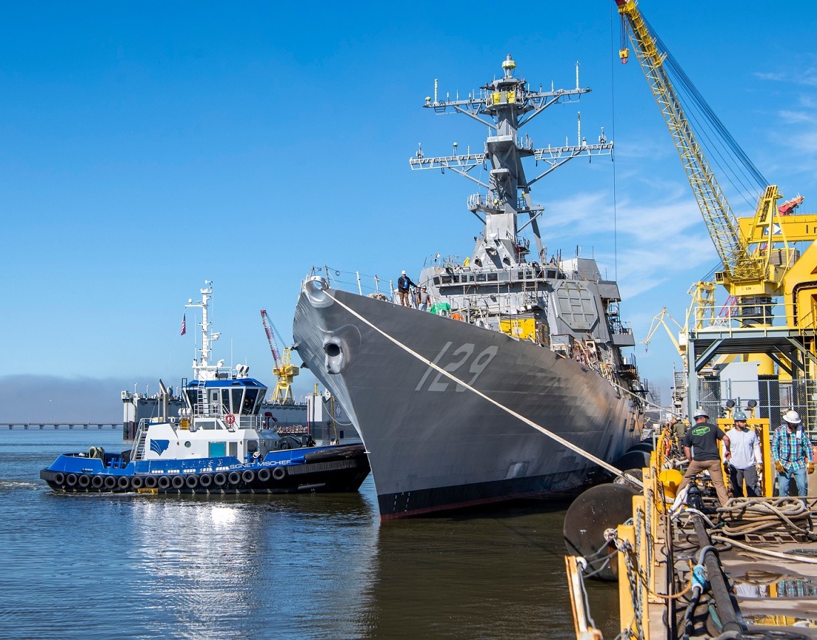 (资料图)2025年3月25日下水的最新一艘“伯克”Flight3,DDG-129“杰里迈亚·丹顿”号