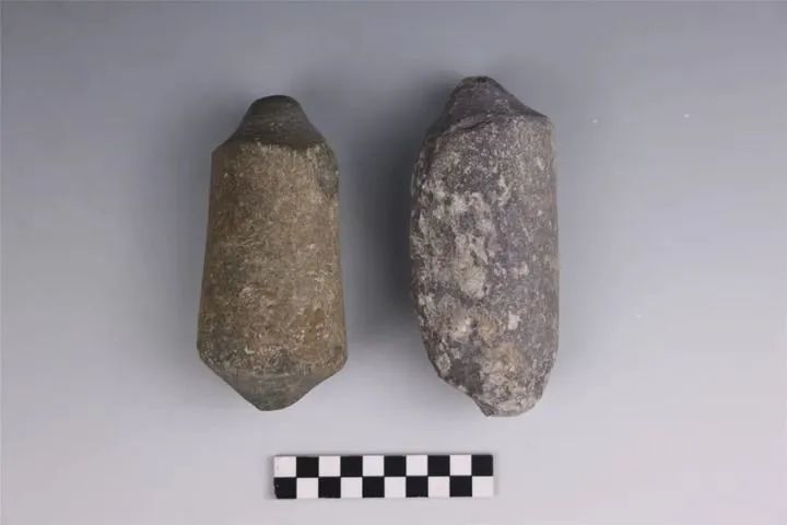 寺洼遗址内出土的马家窑类型石钻、石环半成品　新华社发（寺洼遗址联合考古队供图）