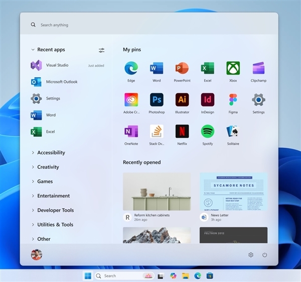 微软展示Windows 11五种开始菜单概念图:可能永远不会发布