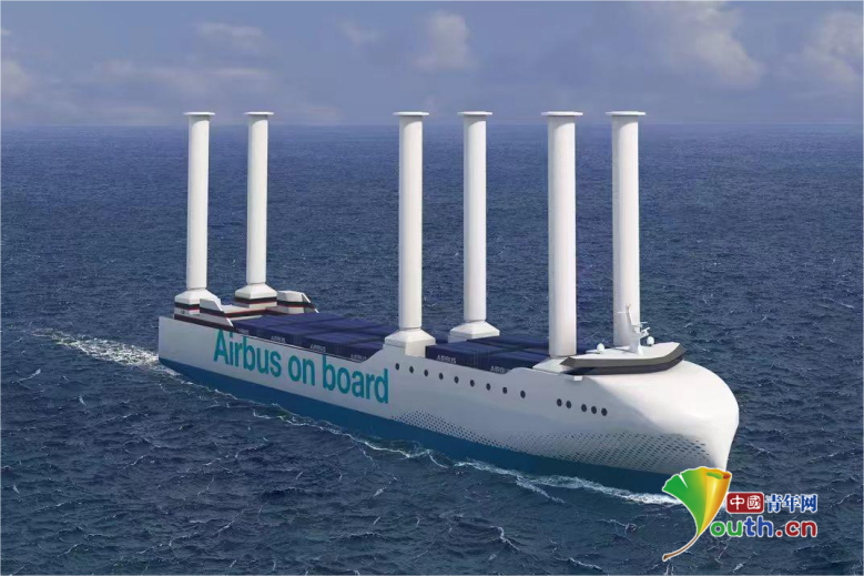 全球首艘风帆助力甲醇双燃料滚装运输船效果图。谢金谷 摄