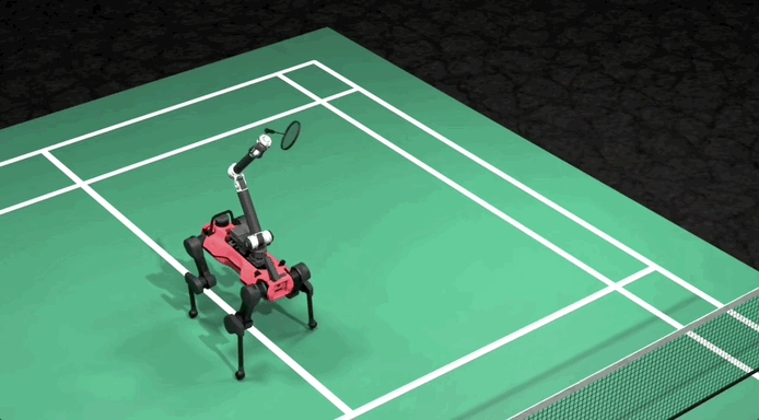 机器狗能当羽毛球搭子了!仅靠强化学习从0自学,还涌现出类人回位行为 | Science子刊