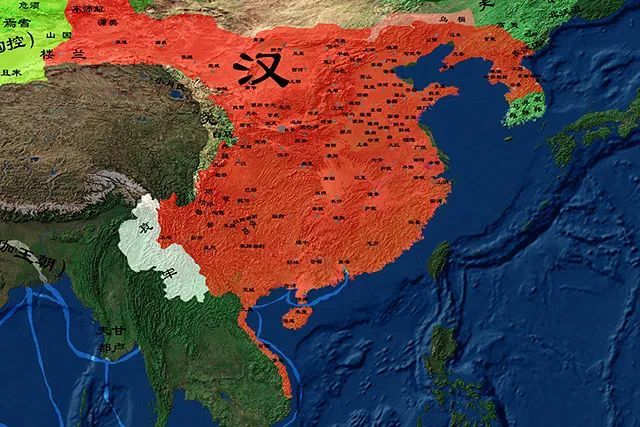 ▲汉武帝时期中国疆域深入到今越南北部和中部