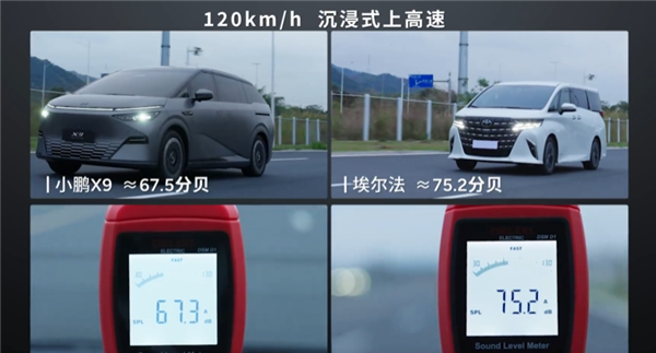 小鹏X9拉上丰田埃尔法挑战尖叫鸡:静谧性结果小鹏完胜