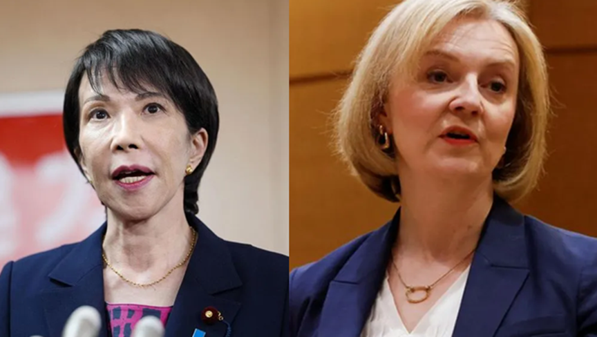 日本首相高市早苗(左)与英国前首相特拉斯(资料图)图源:外媒