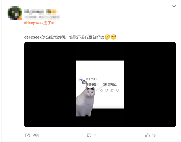 “DeepSeek崩了”登热搜第二 内部人员:正在处理中