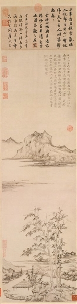 《秋亭嘉树图》轴 倪瓒 元 纸本墨笔 图源/故宫博物院