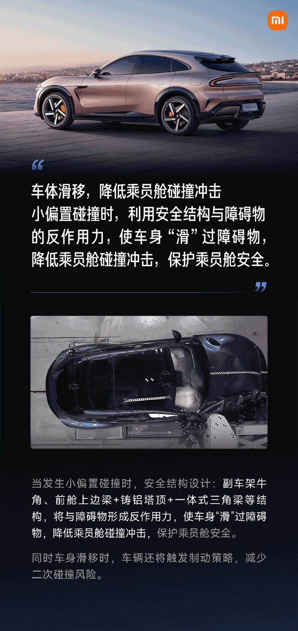 小米汽车谈25%小偏置碰撞“丢轮保命”:最大程度保障乘员舱安全