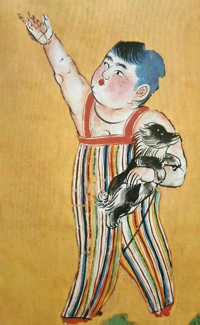 何以中国丨背带裤、卷毛狗……吐鲁番出土的这幅童趣图看点十足