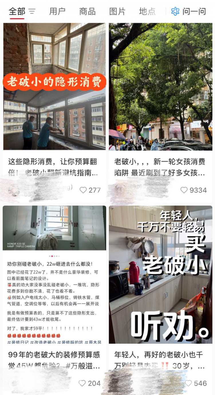 网友吐槽老房改造的“隐形消费”。(图/社交平台截图)