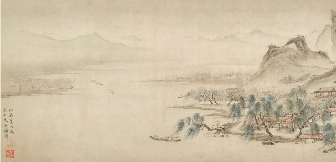 《江南春》图卷局部