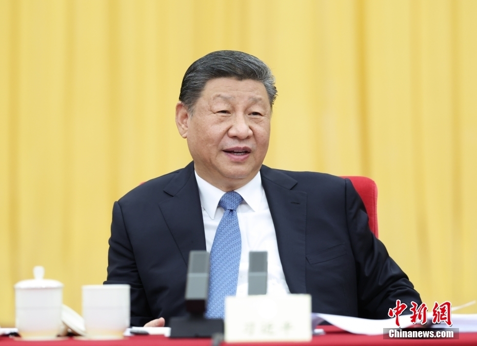 3月6日下午，中共中央总书记、国家主席、中央军委主席习近平看望参加全国政协十四届三次会议的民盟、民进、教育界委员，并参加联组会，听取意见和建议。 中新社记者 盛佳鹏 摄