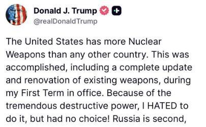 特朗普在其开设的“真实社交”网站平台上所发表的相关贴文 社交媒体