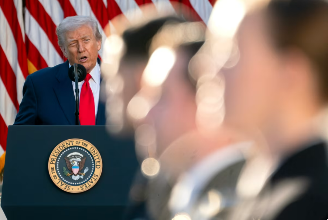 ▲特朗普周二在华盛顿特区参加自由勋章授予仪式。(图源:彭博社)