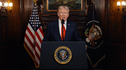 特朗普当地时间5日发表讲话 视频截图