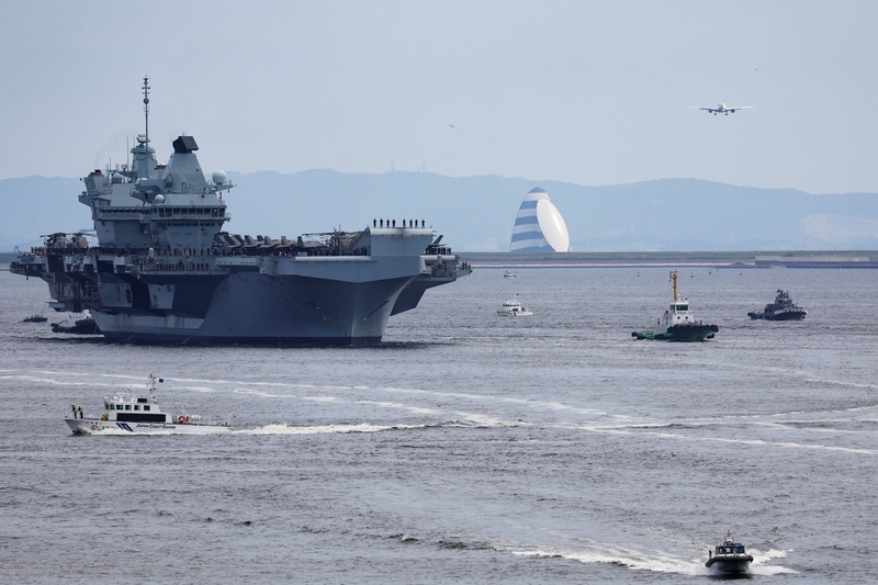 8月28日,日本东京,英国皇家海军威尔士亲王号航空母舰抵达东京港国际邮轮码头。 IC Photo