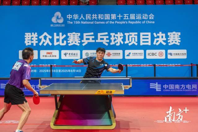 十五运会群众比赛乒乓球项目比赛中。南方+记者 姚志豪 摄