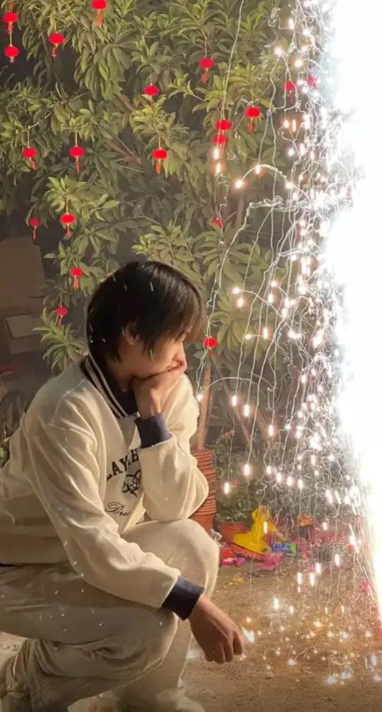 全红婵晒图，请粉丝看烟花。图片来源/全红婵个人社交账号