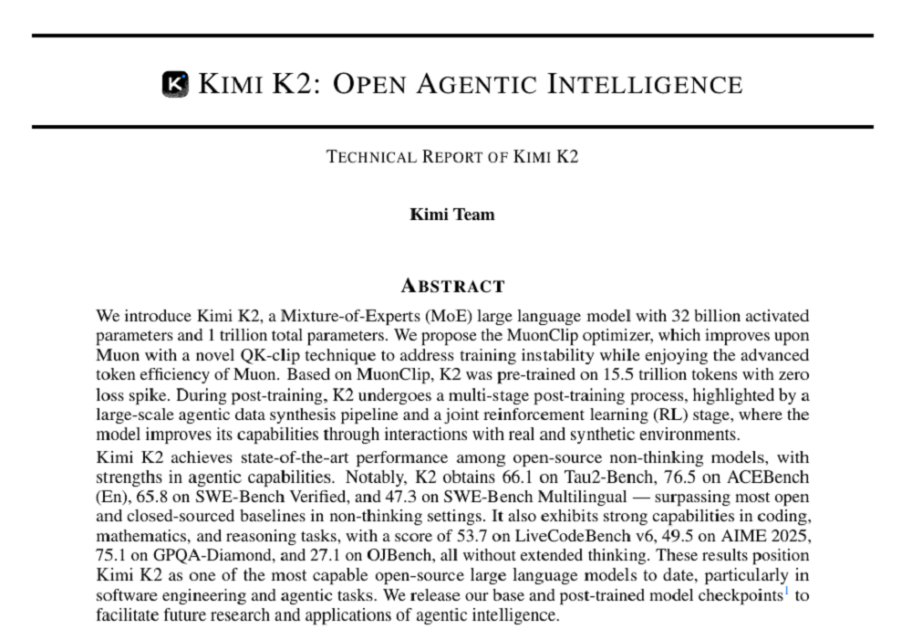 杨植麟合写的技术报告来了!Kimi K2也是作者,还拿了24项开源SOTA