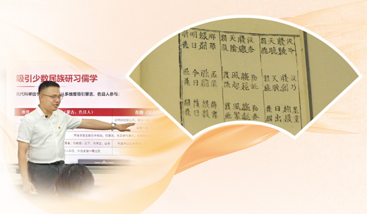左图：邓文韬在授课。　