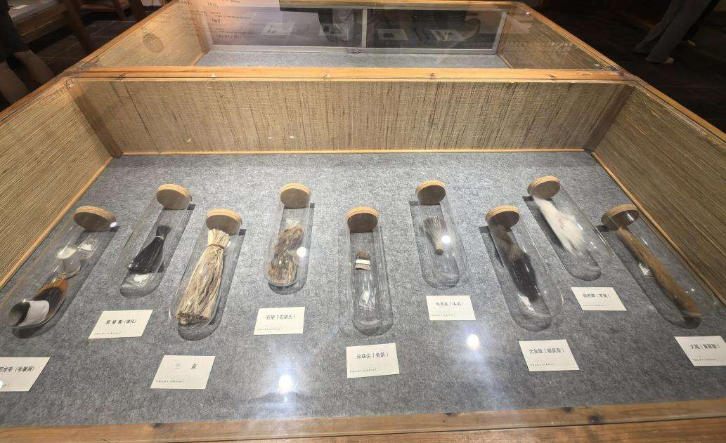 中国毛笔文化博物馆展出的各类笔头材料