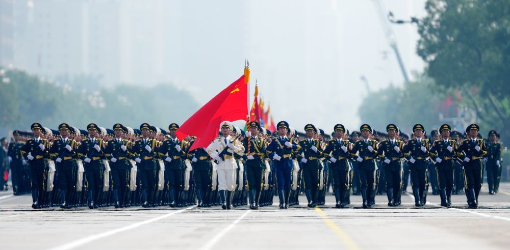 2025年9月3日,纪念中国人民抗日战争暨世界反法西斯战争胜利80周年大会在北京隆重举行。这是中国人民解放军仪仗方队。新华社记者 许畅 摄