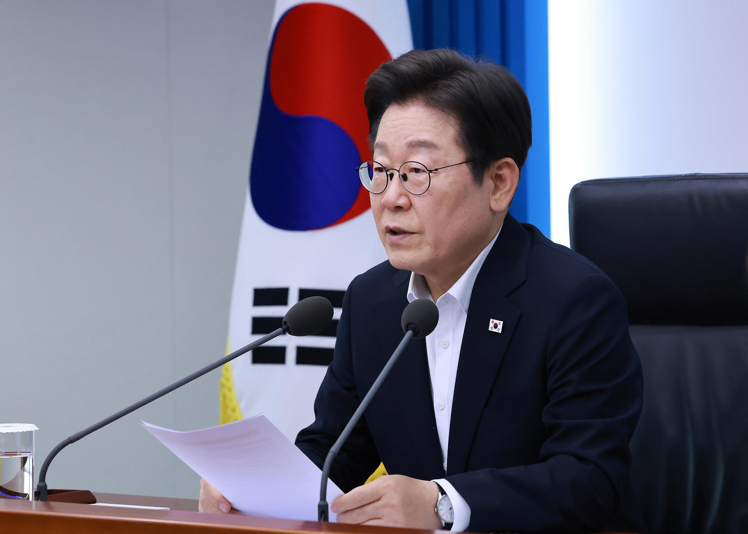 ▲李在明在龙山总统府出席会议