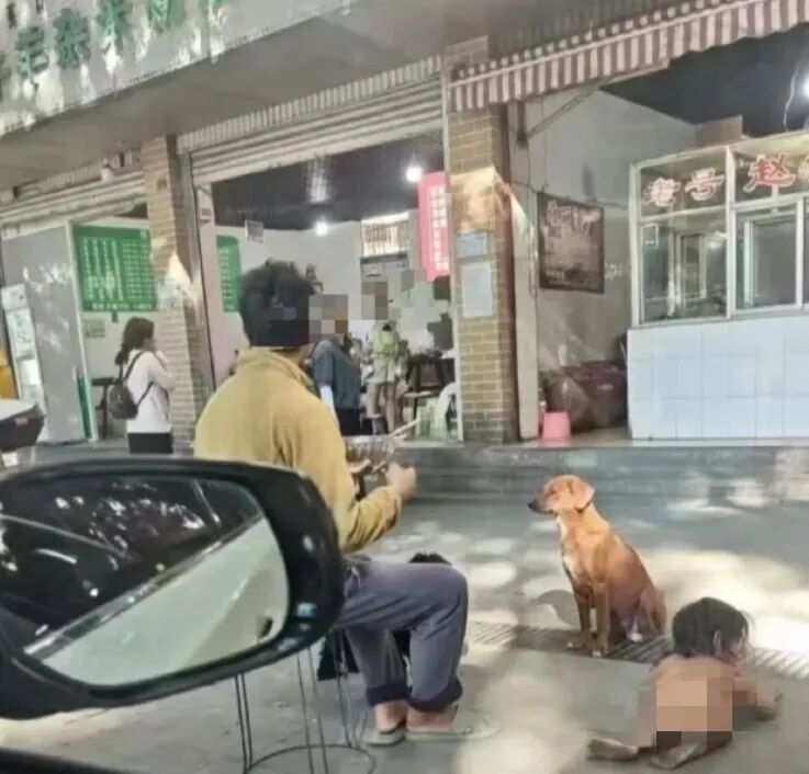 孩子用四肢在地上爬行奔跑。图片来源:网友视频截图