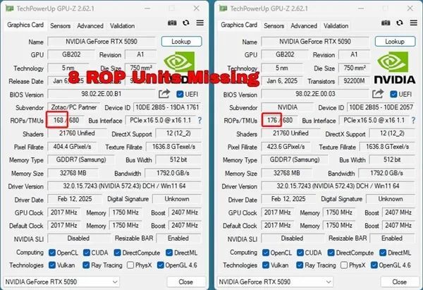 你的显卡中奖了吗 RTX 50系列缺失ROP性能蚀本最高11%！请玩家尽快检测（附门径）