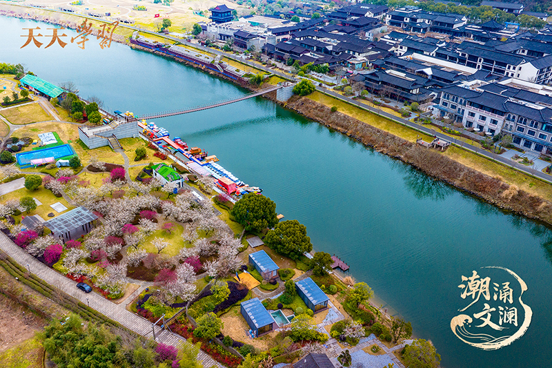 2025年2月17日,浙江绍兴,嵊州市越剧小镇和湿地公园梅花盛开。