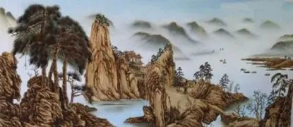 (唐彩萍麦秆画《山河》)