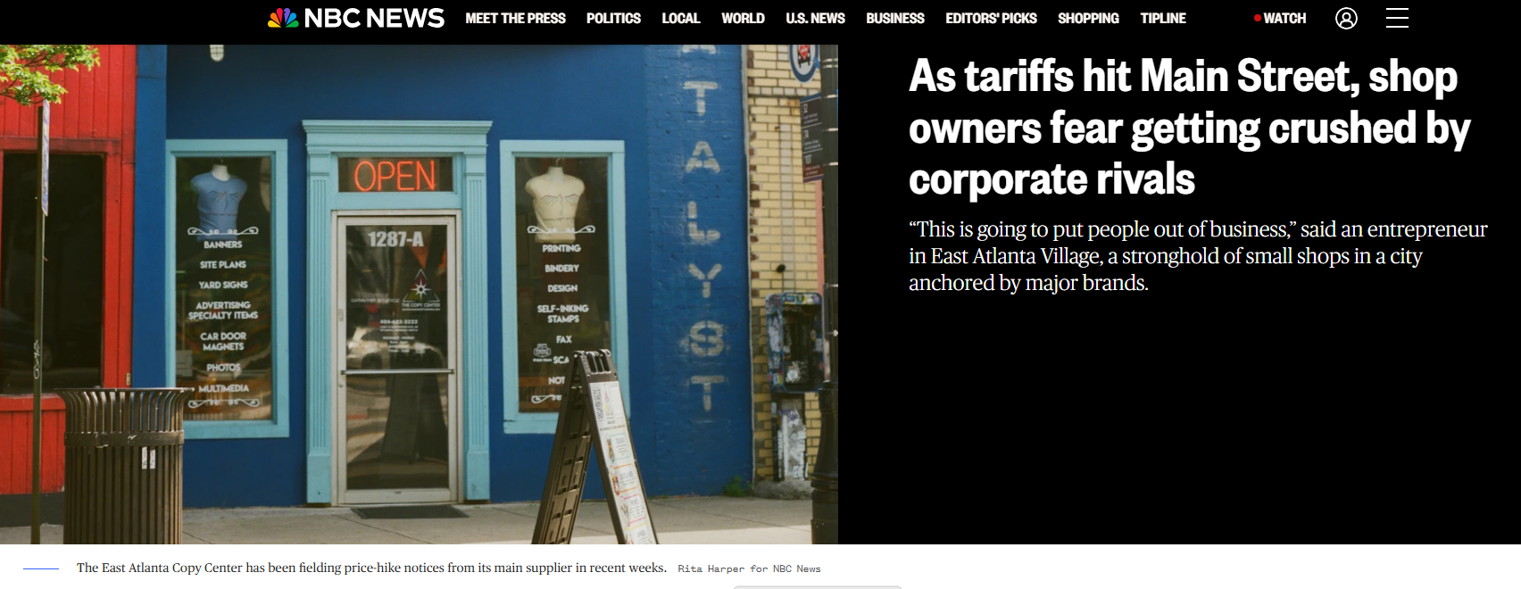 美国全国广播公司网站报道截图