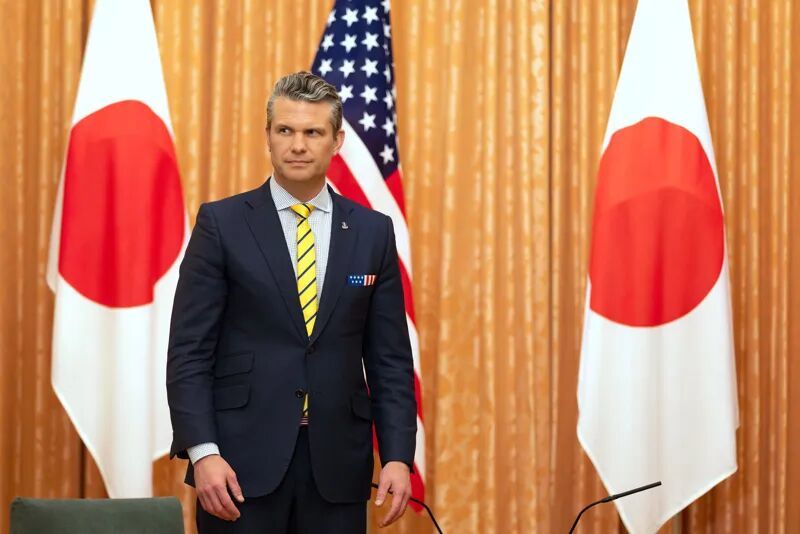 3月30日,美国国防部长赫格塞思在日本东京出席活动 图:新华社/美联