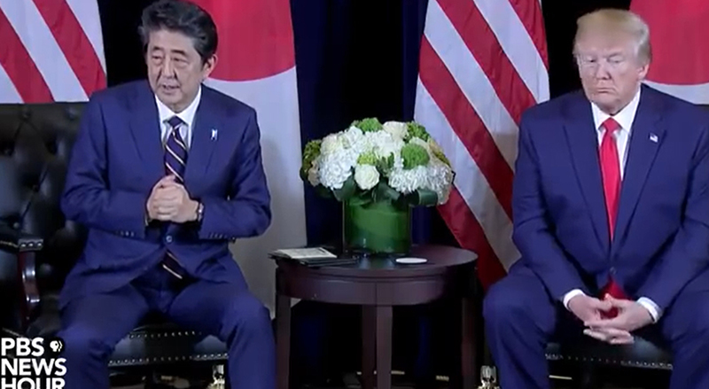 2019年9月25日,安倍与特朗普举行联合记者会 视频截图