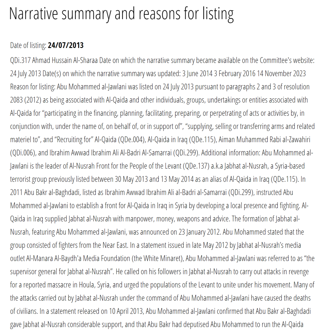 艾哈迈德·沙拉仍在“伊斯兰国”和基地组织制裁名单上。