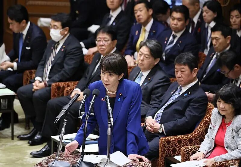 ▲11月7日,高市早苗在日本国会众议院预算委员会会议上回答提问。(图源:环球时报)