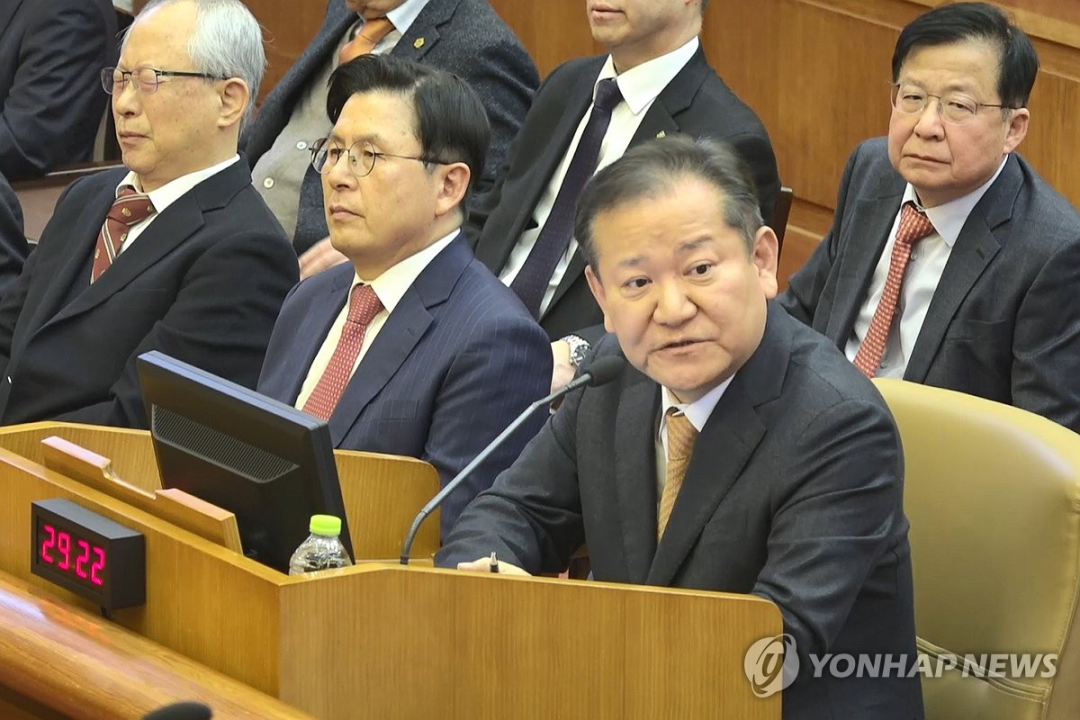 ◆2月11日，韩国前行政安全部部长李祥敏在总统弹劾案第七次公开辩论中作证。