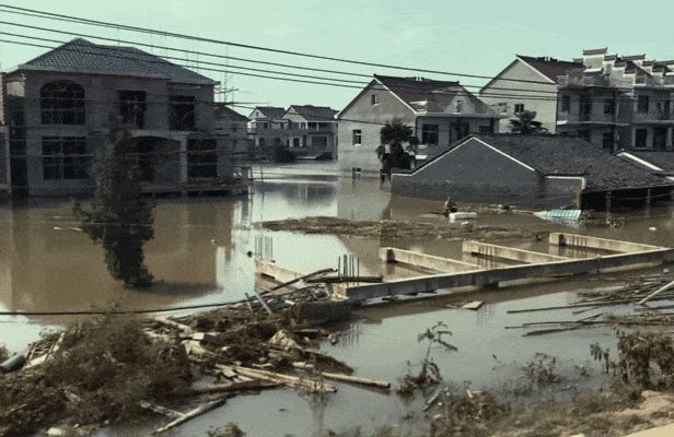 被洪水淹没的村庄