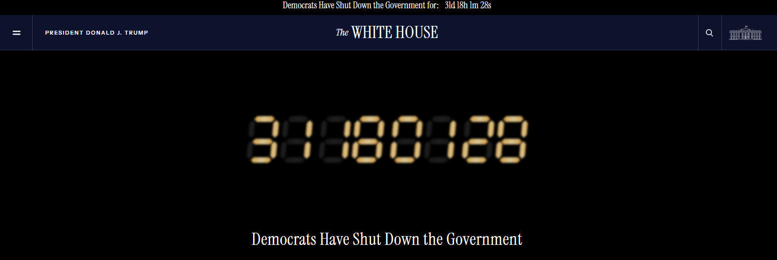 △白宫官网政府“停摆”计时器