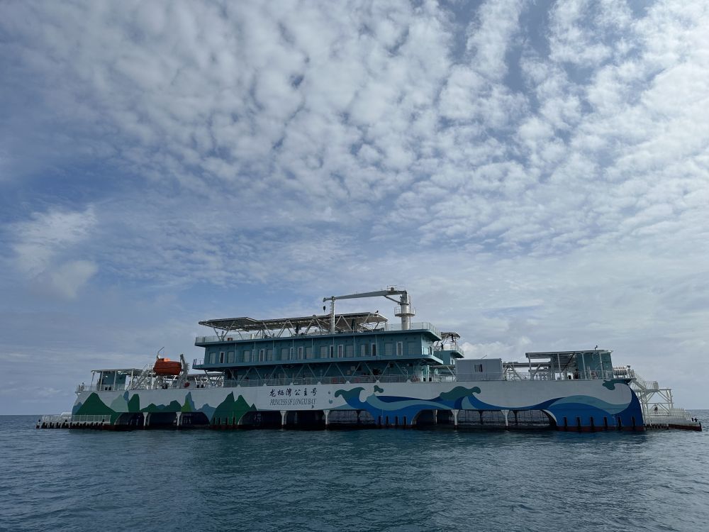 这是近期拍摄的普盛海洋半潜式养殖旅游平台“龙栖湾公主号”。新华社记者王存福 摄