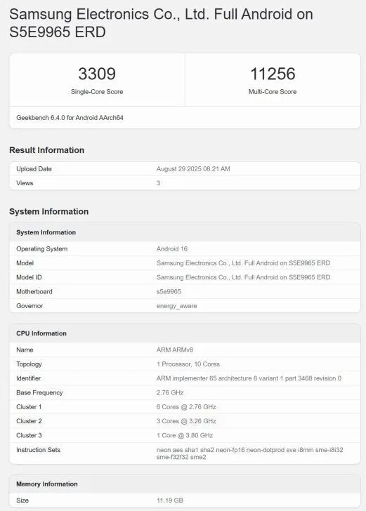 Exynos 2600 shows up in the latest single-core and multi-core benchmark leak