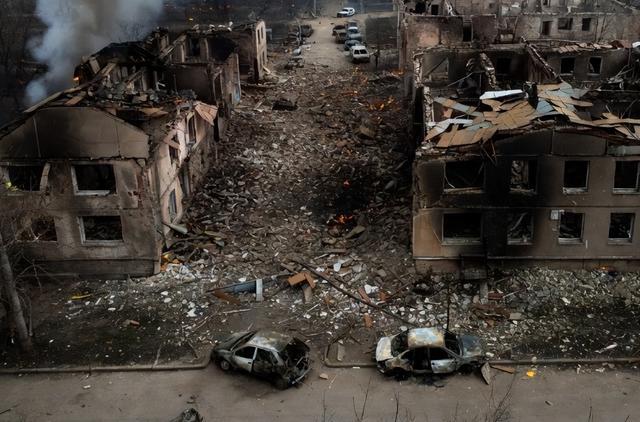 被炸成废墟的库皮扬斯克一角