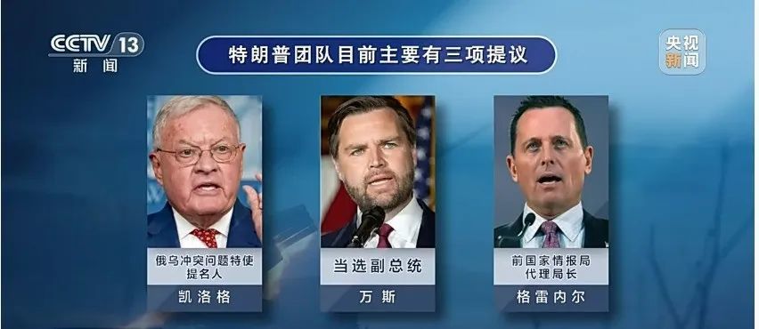 ▲特朗普的顾问团就结束乌克兰冲突提出了各自的建议,三项提议有一些共同点,即乌克兰放弃加入北约并割让部分领土。
