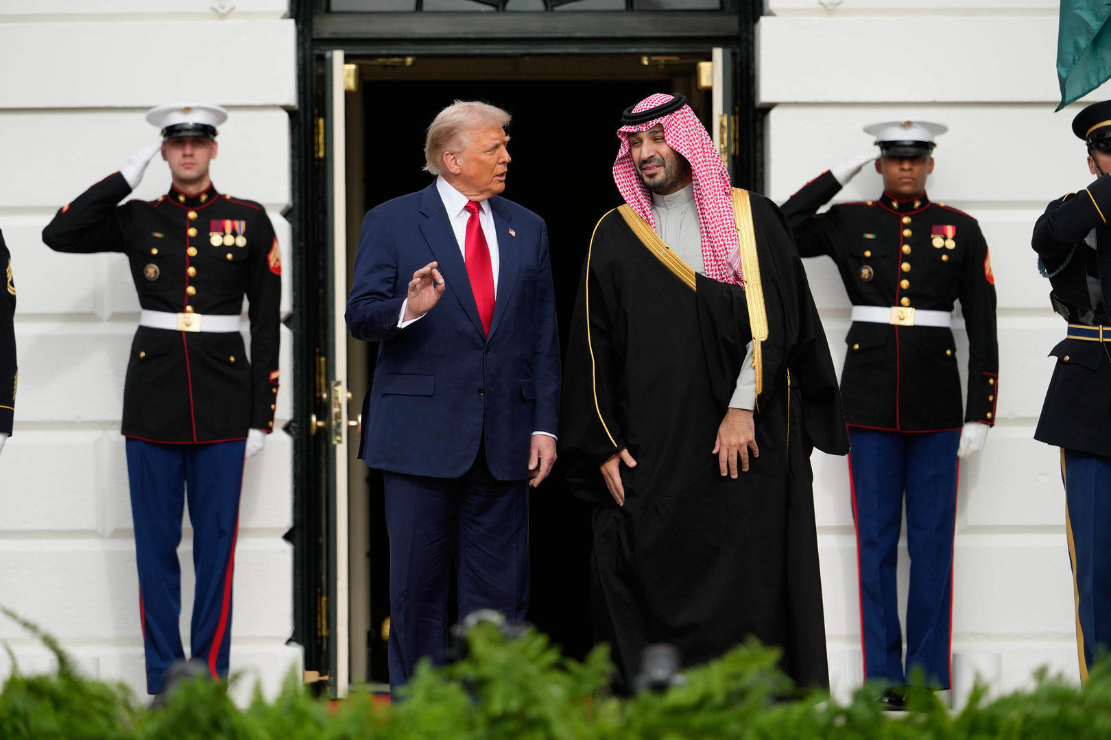 ▲特朗普在白宫欢迎沙特王储穆罕默德