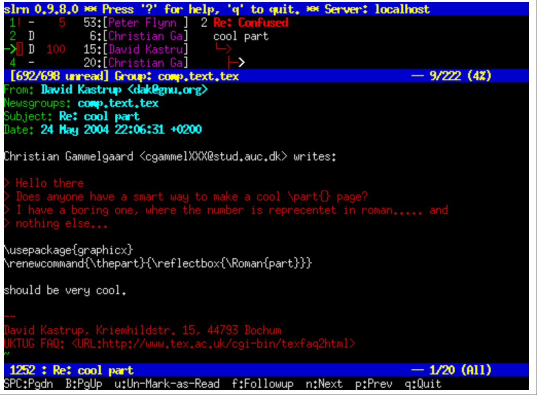 Usenet 群组 comp.text.tex 在 2004 年的一次对话