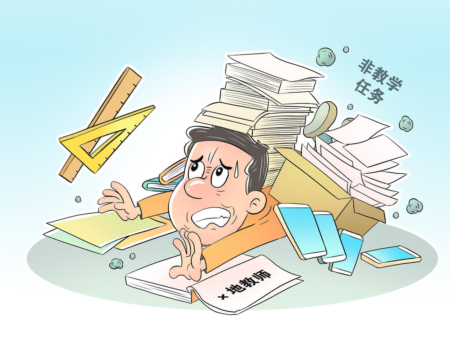 ▲非教学任务“包袱”压得一些教师喘不过气 图据视觉中国