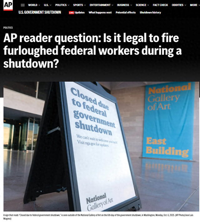 美聯社報道稱,共和黨和民主黨議員“幾乎沒有”公開表示要進行有意義的談判的意向,重新開放聯邦政府的僵局短期內恐怕很難打破 圖:央視新聞客戶端援引美聯社報道截屏