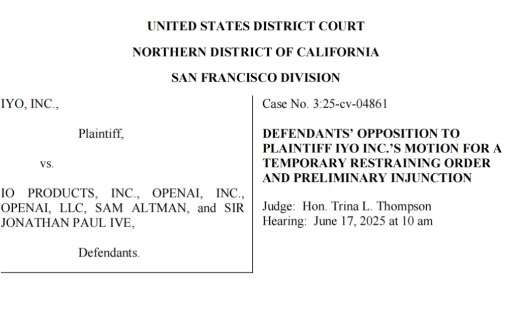 OpenAI首款AI硬件遭狙击!被诉商标侵权与技术窃取,法庭文件曝光
