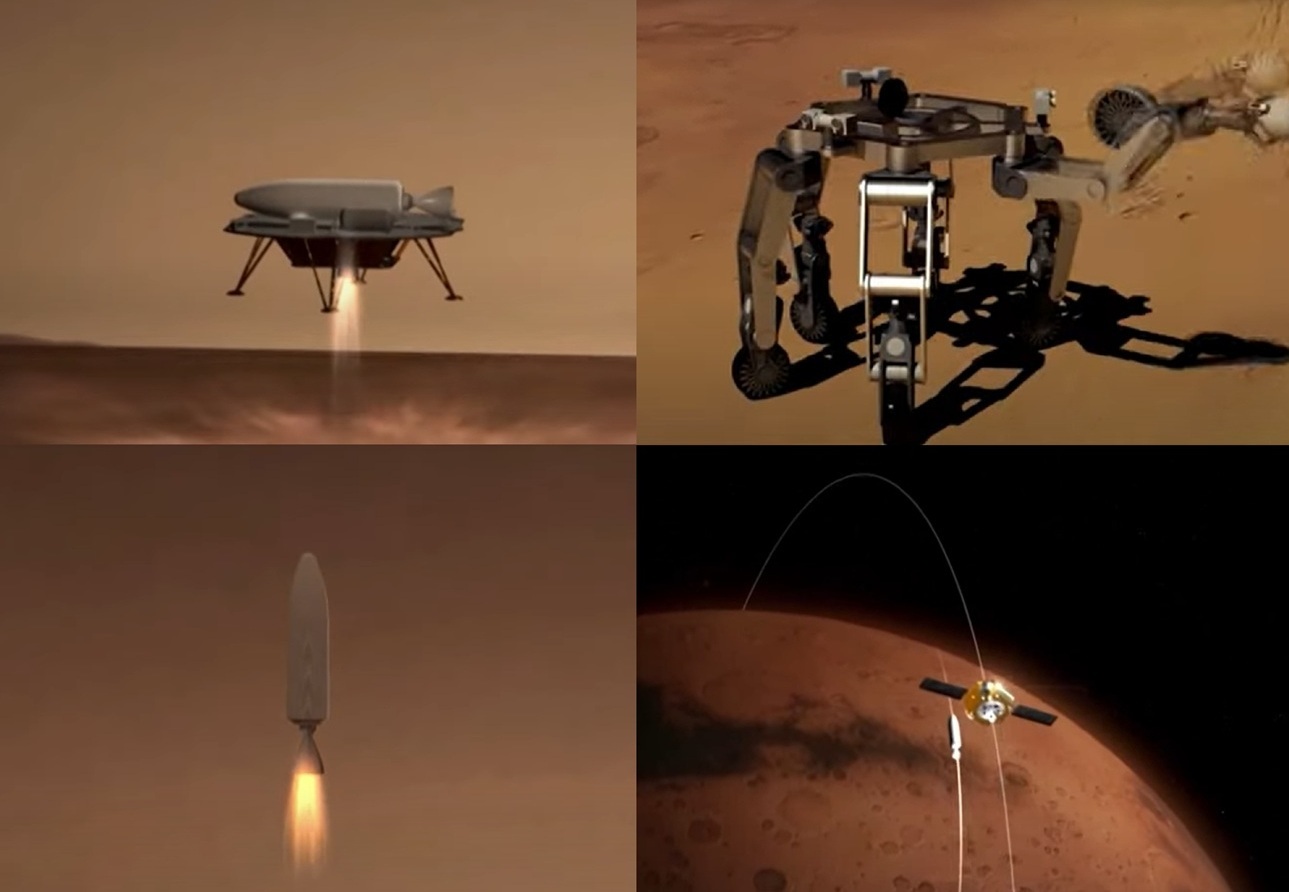 天问三号着陆、取样机器人、火星发射、轨道样品转移渲染 CNSA