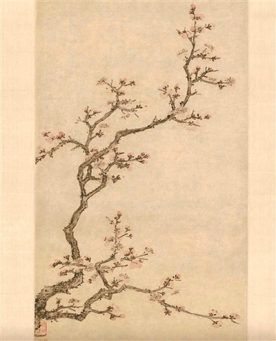 明 沈周《杏花图》局部